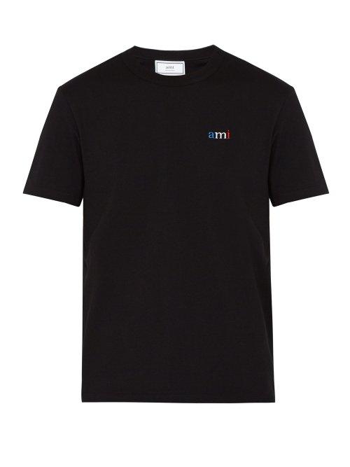 Matchesfashion.com Ami - Embroidered Logo Cotton T Shirt - Mens - Black