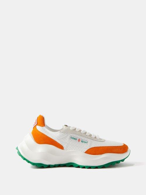Casablanca - Atlantis Mesh And Suede Trainers - Mens - Orange White