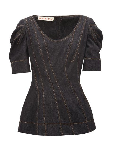 Matchesfashion.com Marni - Structured Sleeve Denim Top - Womens - Denim