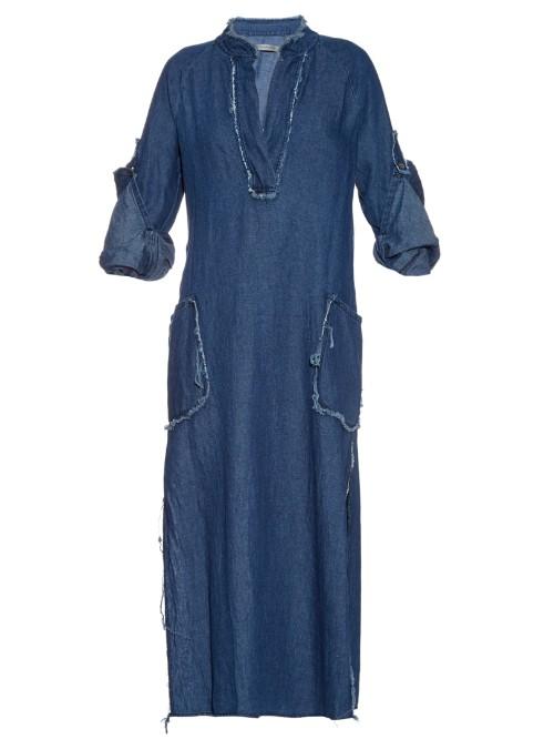 Raquel Allegra Frayed-edge Denim Maxi Dress