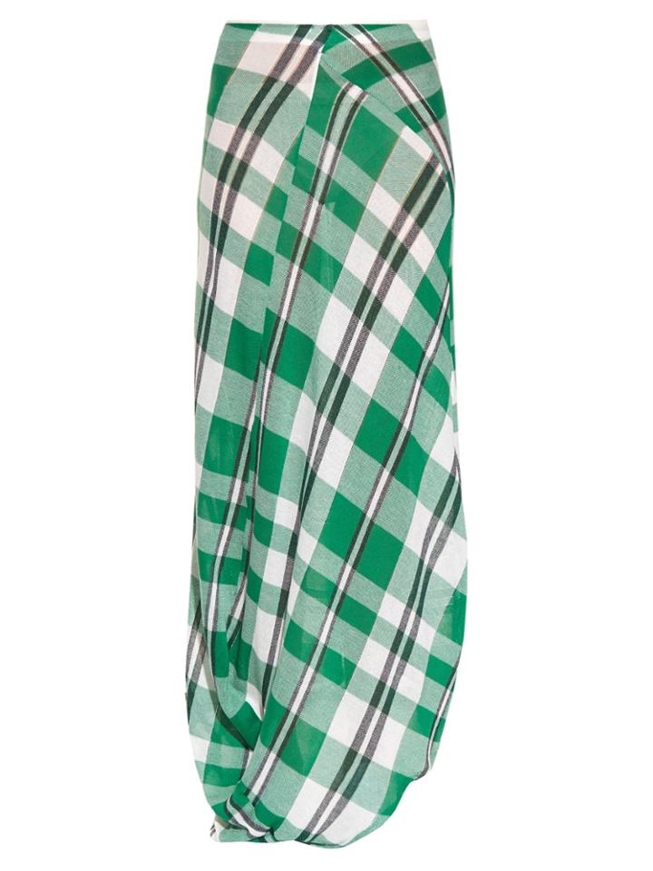 Stella Mccartney Drape-hem Checked-print Maxi Skirt