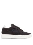 By Walid - Patchwork Striped Trainers - Mens - Black White