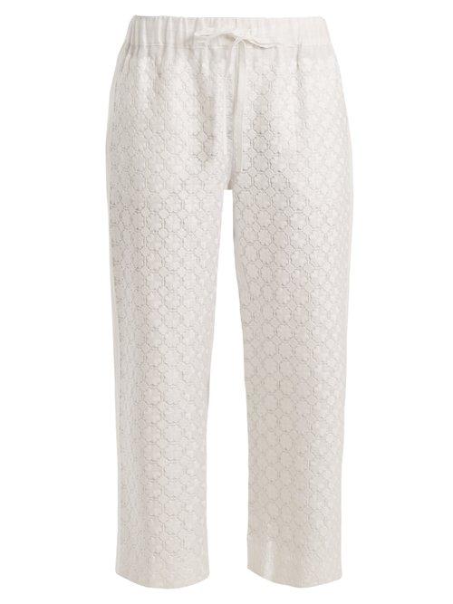 Matchesfashion.com Vita Kin - Strawberry Field Linen Trousers - Womens - White