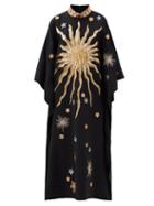 Matchesfashion.com Andrew Gn - Constellation Bead-embroidered Crepe Kaftan - Womens - Black