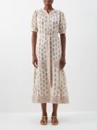 Hannah Artwear - Athena Floral-print Linen-voile Dress - Womens - Pink Print