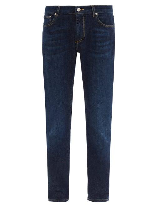 Matchesfashion.com Alexander Mcqueen - Logo Embroidered Slim Leg Jeans - Mens - Indigo