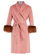Prada Fur-trimmed Shawl-lapel Wool-blend Coat
