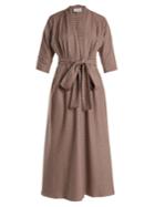 Luisa Beccaria Checked Tie-waist Wool-blend Dress