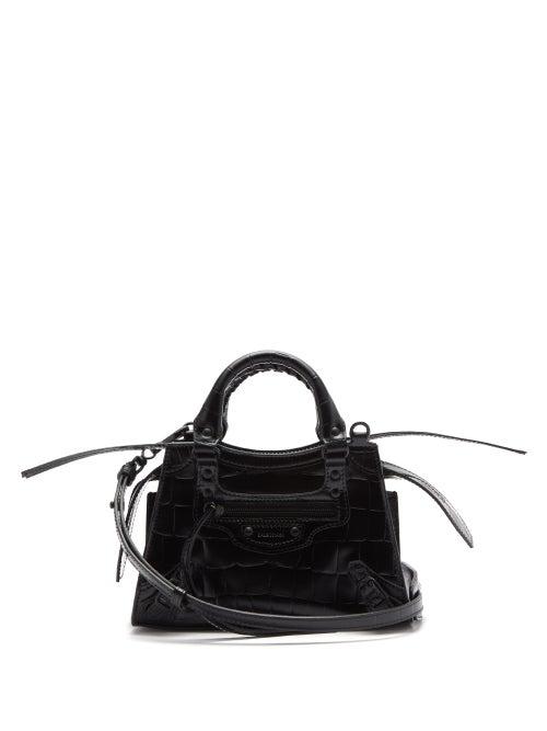 Matchesfashion.com Balenciaga - Neo Classic City Mini Crocodile-effect Leather Bag - Womens - Black