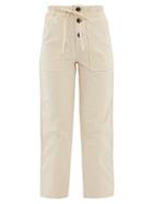 Matchesfashion.com Sea - Scout Paperbag Waist Cotton Blend Trousers - Womens - Cream
