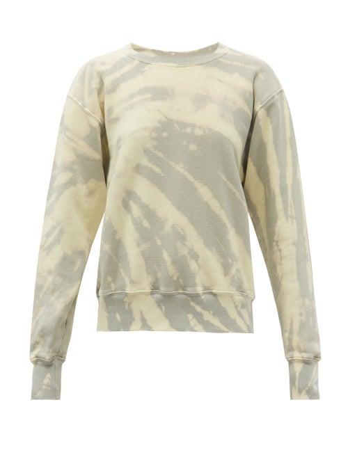Matchesfashion.com Les Tien - Tie-dye Brushed-back Cotton Sweatshirt - Womens - Light Blue