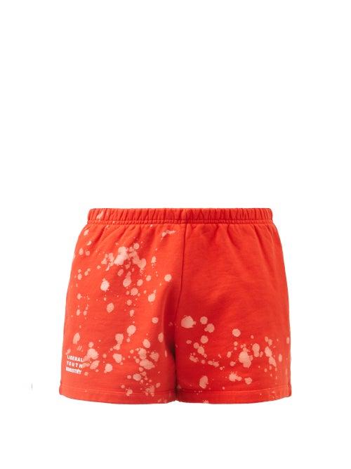 Liberal Youth Ministry - Bleached Cotton-jersey Track Shorts - Mens - Red