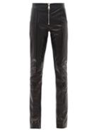 Ladies Rtw 16arlington - Darien Slit-cuff Leather Trousers - Womens - Black