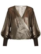 Amanda Wakeley V-neck Draped Lam Top