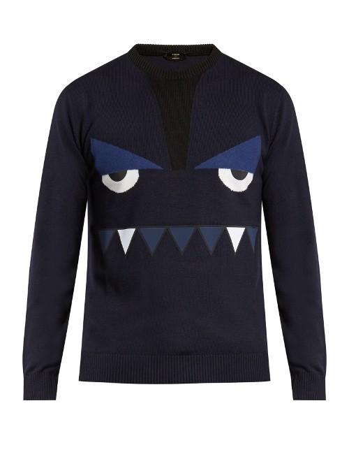 Fendi Bag Bugs-intarsia Wool Sweater