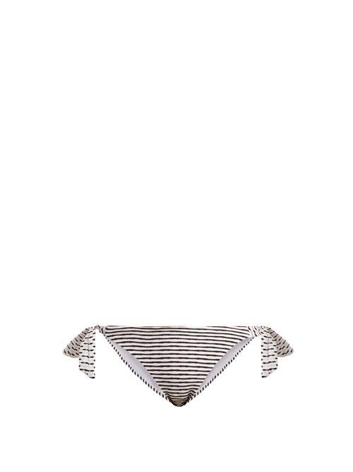 Matchesfashion.com Biondi - Casablanca Tie Side Striped Bikini Briefs - Womens - Black Stripe