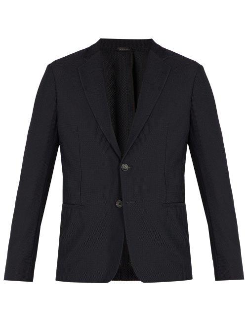 Matchesfashion.com Giorgio Armani - Mesh Dinner Jacket - Mens - Black