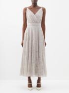 Erdem - Dorinda Crystal-strap Floral-lace Dress - Womens - Silver