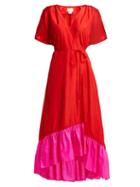 Matchesfashion.com Anaak - Akari Silk Satin Wrap Dress - Womens - Red Multi