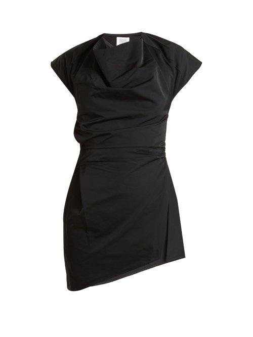 Matchesfashion.com Rosie Assoulin - Asymmetric Draped Front Taffeta Top - Womens - Black White