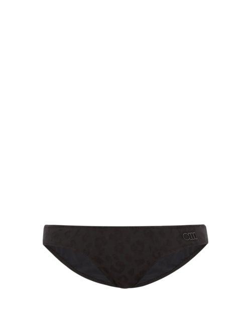 Matchesfashion.com Solid & Striped - The Elle Leopard-jacquard Bikini Briefs - Womens - Black Print