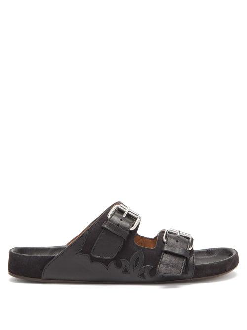 Matchesfashion.com Isabel Marant - Lennyo Suede And Leather Slides - Womens - Black