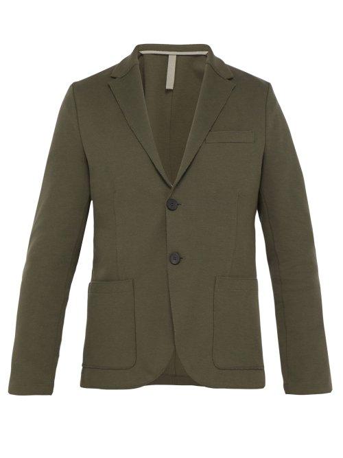 Matchesfashion.com Harris Wharf London - Piquet Single Breasted Cotton Blend Blazer - Mens - Dark Green