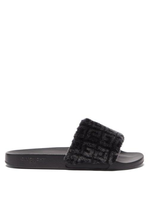 Givenchy - 4g-shearling Rubber Slides - Mens - Black