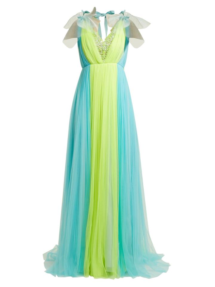 Delpozo Contrast-panel Silk-blend Tulle Gown