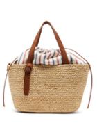 Matchesfashion.com Cesta Collective - Woven Sisal And Striped Cotton Basket Bag - Womens - Beige Multi