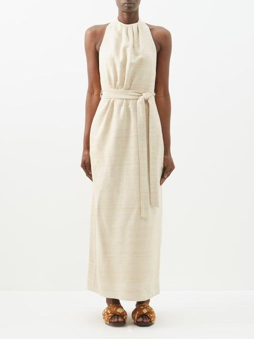 Raey - Hand-woven Silk-blend Halter Dress - Womens - Beige