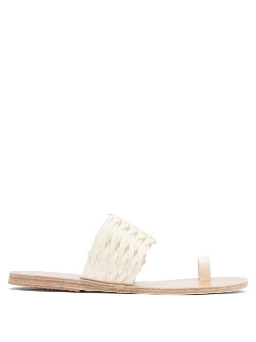 Matchesfashion.com Ancient Greek Sandals - Thalia Woven-leather Slides - Womens - White