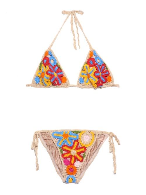 Anna Kosturova Millefiori Floral-crochet Bikini