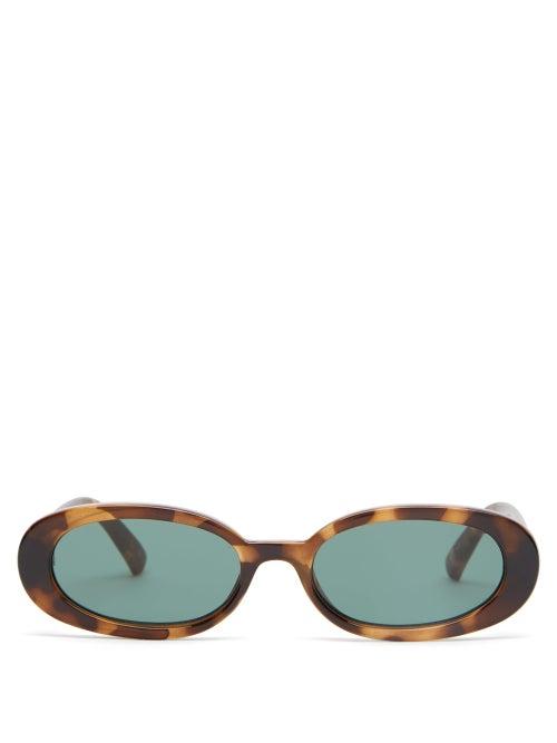 Matchesfashion.com Le Specs - Outta Love Oval Tortoiseshell Acetate Sunglasses - Womens - Brown