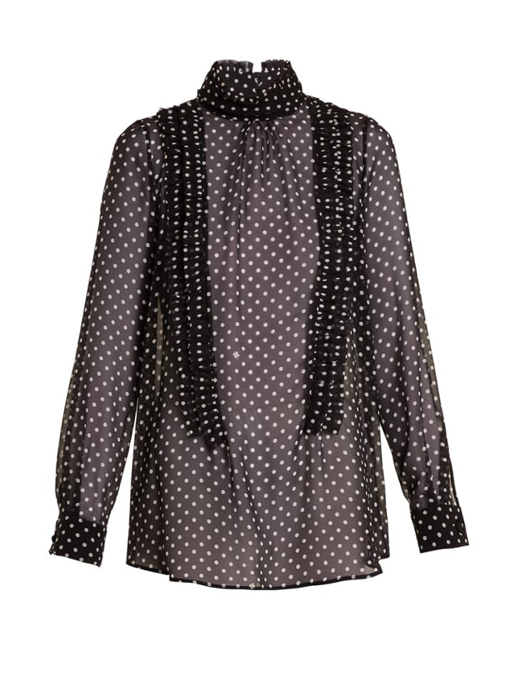 No. 21 High-neck Ruffle-trimmed Silk Blouse