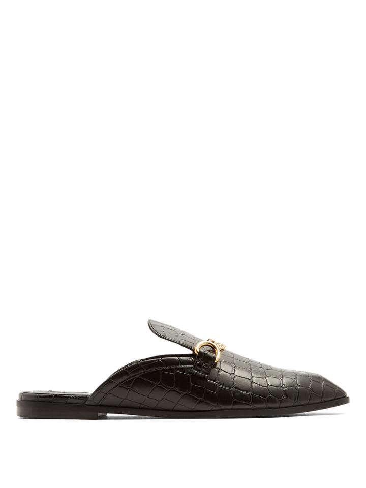 Stella Mccartney Crocodile-effect Printed Backless Loafers