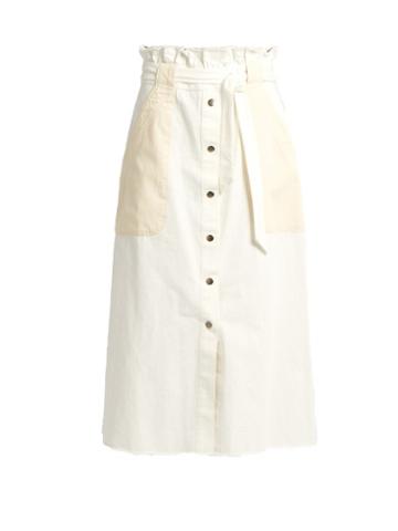 Sea Waist-tie Cotton-denim Skirt