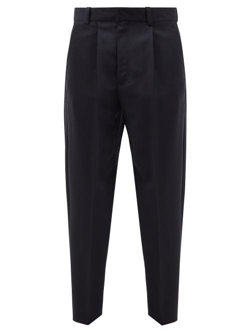 Acne Studios - Porter Pleated Wool-blend Trousers - Mens - Navy