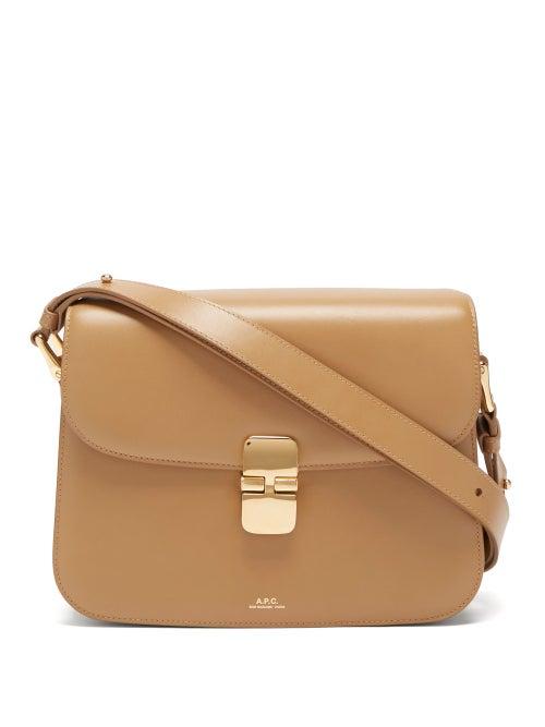 Ladies Bags A.p.c. - Grace Large Smooth-leather Cross-body Bag - Womens - Beige