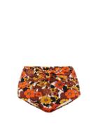 Matchesfashion.com Dodo Bar Or - Kayla Floral-print Knotted High-rise Bikini Briefs - Womens - Brown Print