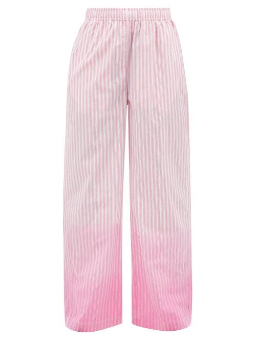 Marni - Elasticated-waist Dip-dyed Cotton Trousers - Womens - Pink Stripe