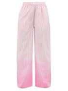 Marni - Elasticated-waist Dip-dyed Cotton Trousers - Womens - Pink Stripe