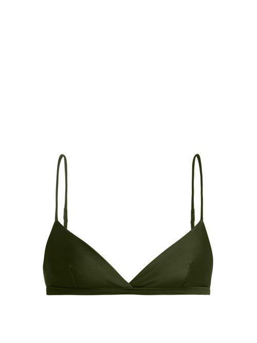 Matchesfashion.com Matteau - The Tri Crop Bikini Top - Womens - Dark Green
