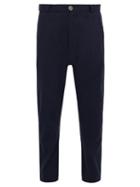 Matchesfashion.com Marrakshi Life - Mid Rise Cotton Blend Tapered Trousers - Mens - Navy