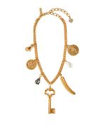 Matchesfashion.com Oscar De La Renta - Pearl Embellished Gold Tone Charm Necklace - Womens - Gold