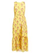Matchesfashion.com Borgo De Nor - Florence Floral Print Crepe Midi Dress - Womens - Yellow Print