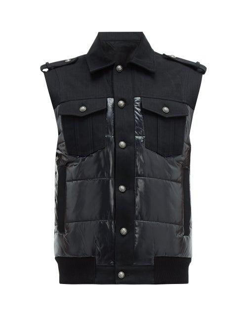 Matchesfashion.com Balmain - Logo Print Quilted Gilet - Mens - Black
