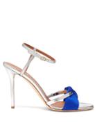 Matchesfashion.com Malone Souliers - Terry Satin And Leather Stiletto Sandals - Womens - Blue Silver