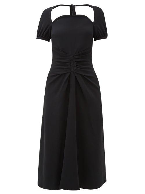 Matchesfashion.com Rochas - Tie-back Ruched Cady Dress - Womens - Black