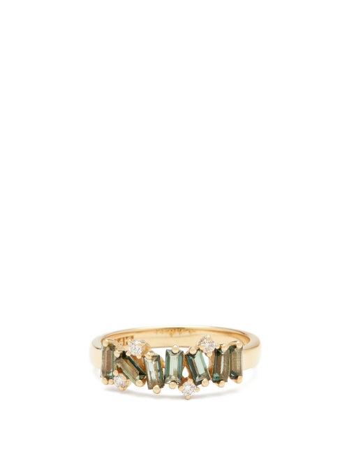 Matchesfashion.com Suzanne Kalan - Amalfi Wave Diamond, Topaz & 14kt Gold Ring - Womens - Yellow Gold